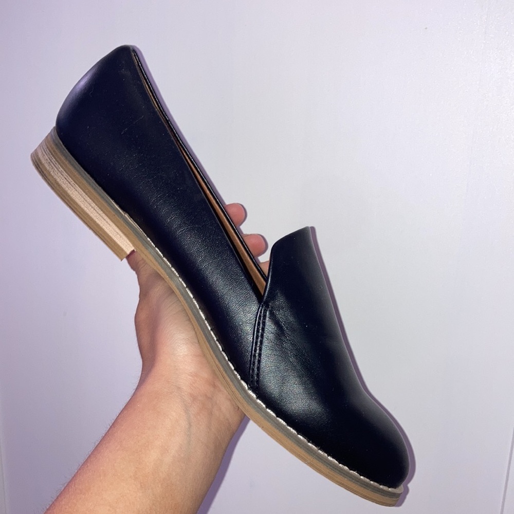 Black leather mules